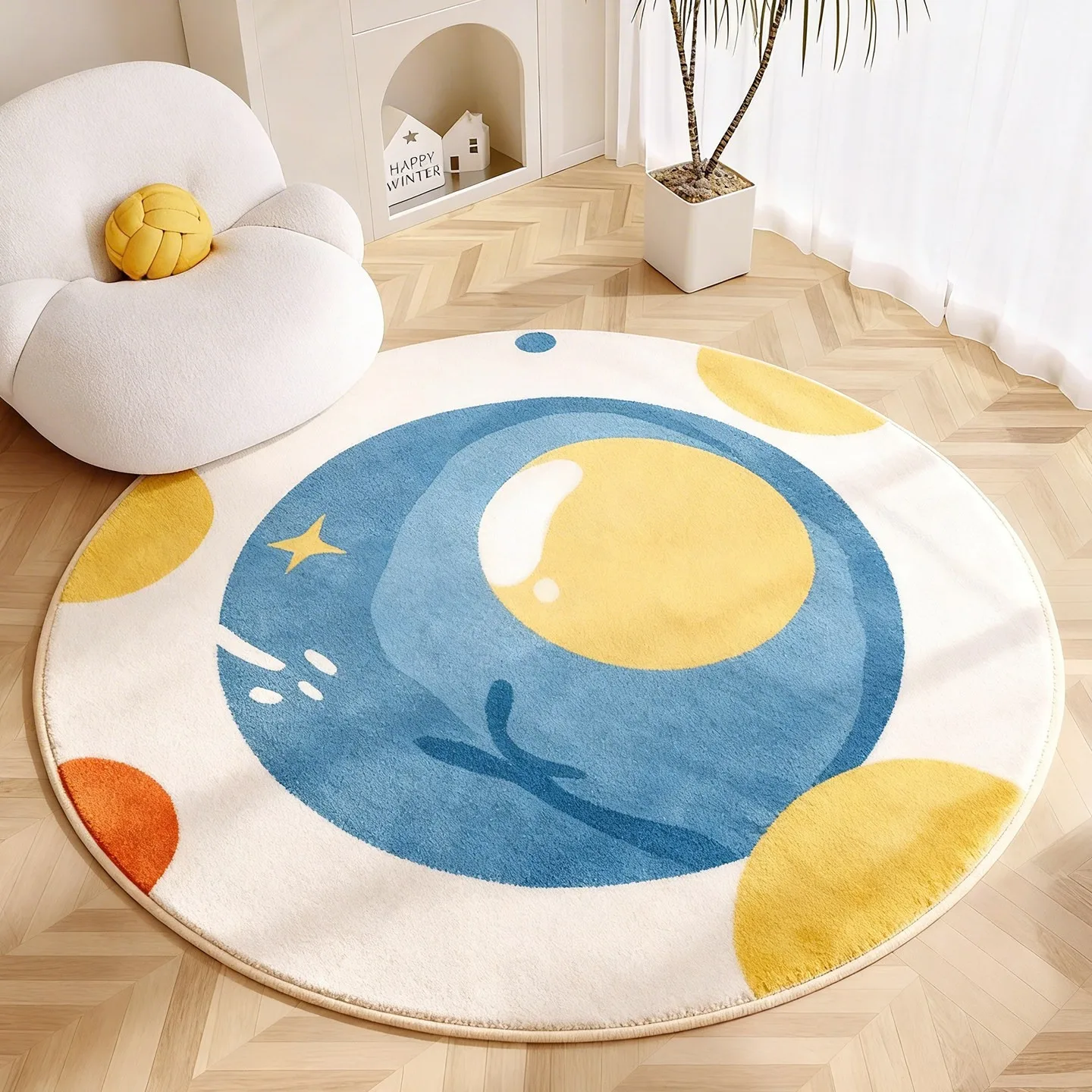 

Round Rugs Living Room Light Luxury Nordic Ins Carpet for Bedroom Soft Plush Bedside Floor Mats Home Decoration 원형러그 שטיח לסלון