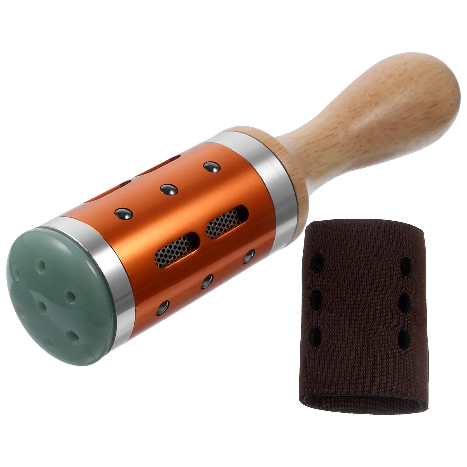 

Палочка для прижигания, вращающийся массажный ролик, ручка из нефрита и дуба, дерево, алюминий, материал, лицо, тело