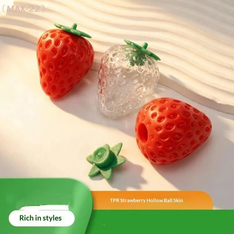 〔MAX-22〕Strawberry Shaped TPR Empty Squeeze Ball Soft Durable For Stress Relief DIY Crafts Handmade Gift Making