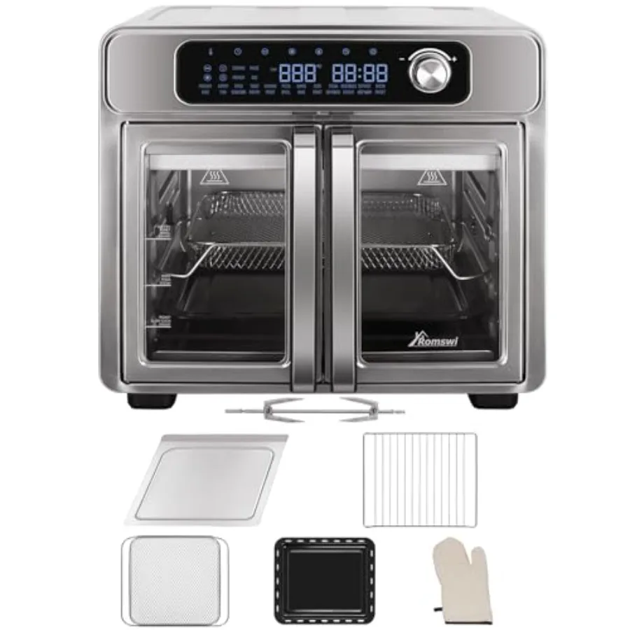 

Extra Large French Door Air Fryer Toaster Oven Combo with 24 Cooking Functions and Digital Controls Ideal for Baking Roasting A