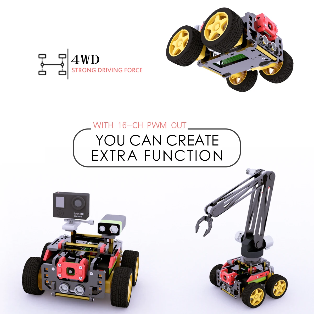 Adeept AWR 4WD WiFi Smart Robot Car Kit for Raspberry Pi, DIY Robot Kit for Kids and Adults(Raspberry Pi Board NOT Included)