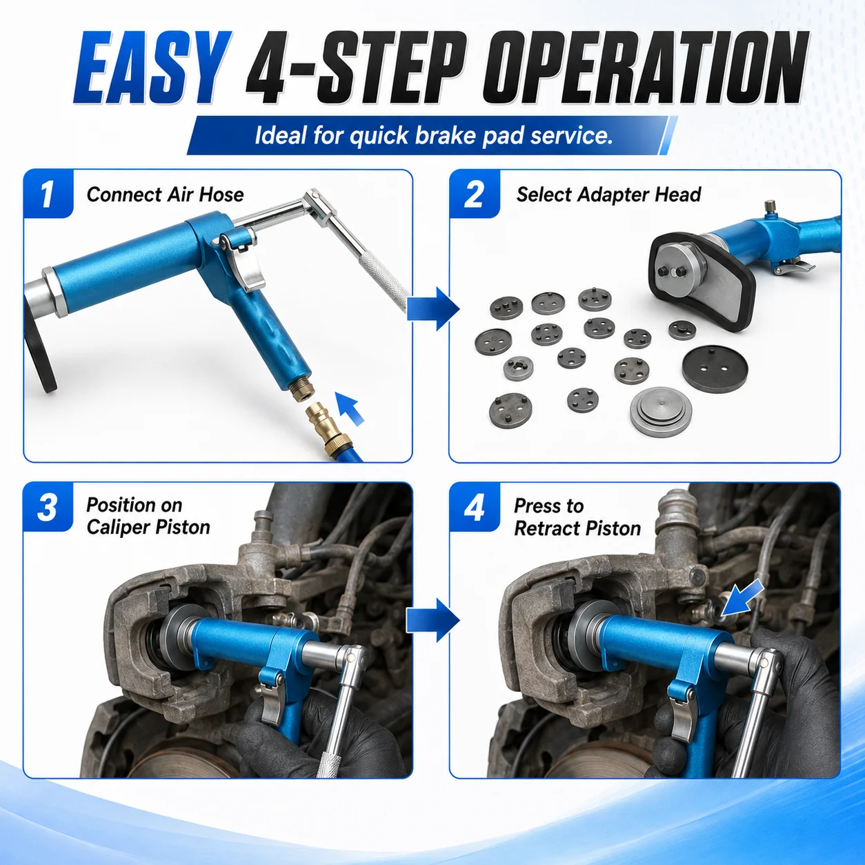 Pneumatic Disc Brake Piston Compressor Tool Air Operated Caliper Press for Car Brake Pad ReplacementGarage RepairMaintenance Use view 4