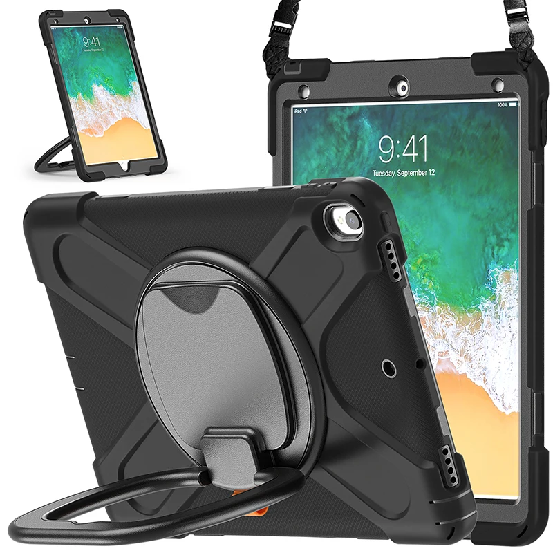 Protective Case For iPad Pro Air 3 10.5 inch 2017 2019 A1709 A1852 Tablet Case Stand Holder Shoulder Strap 360 Rotation Cover