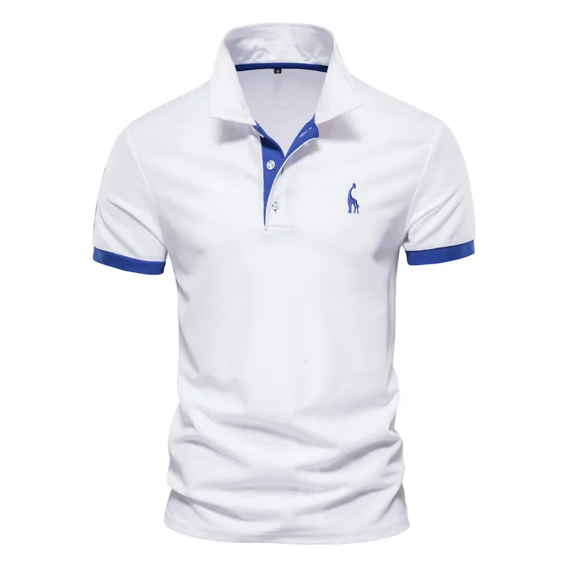 

New summer men's trendy and fashionable polo shirt with deer pattern embroidery, casual and breathable mesh collar short sleeve