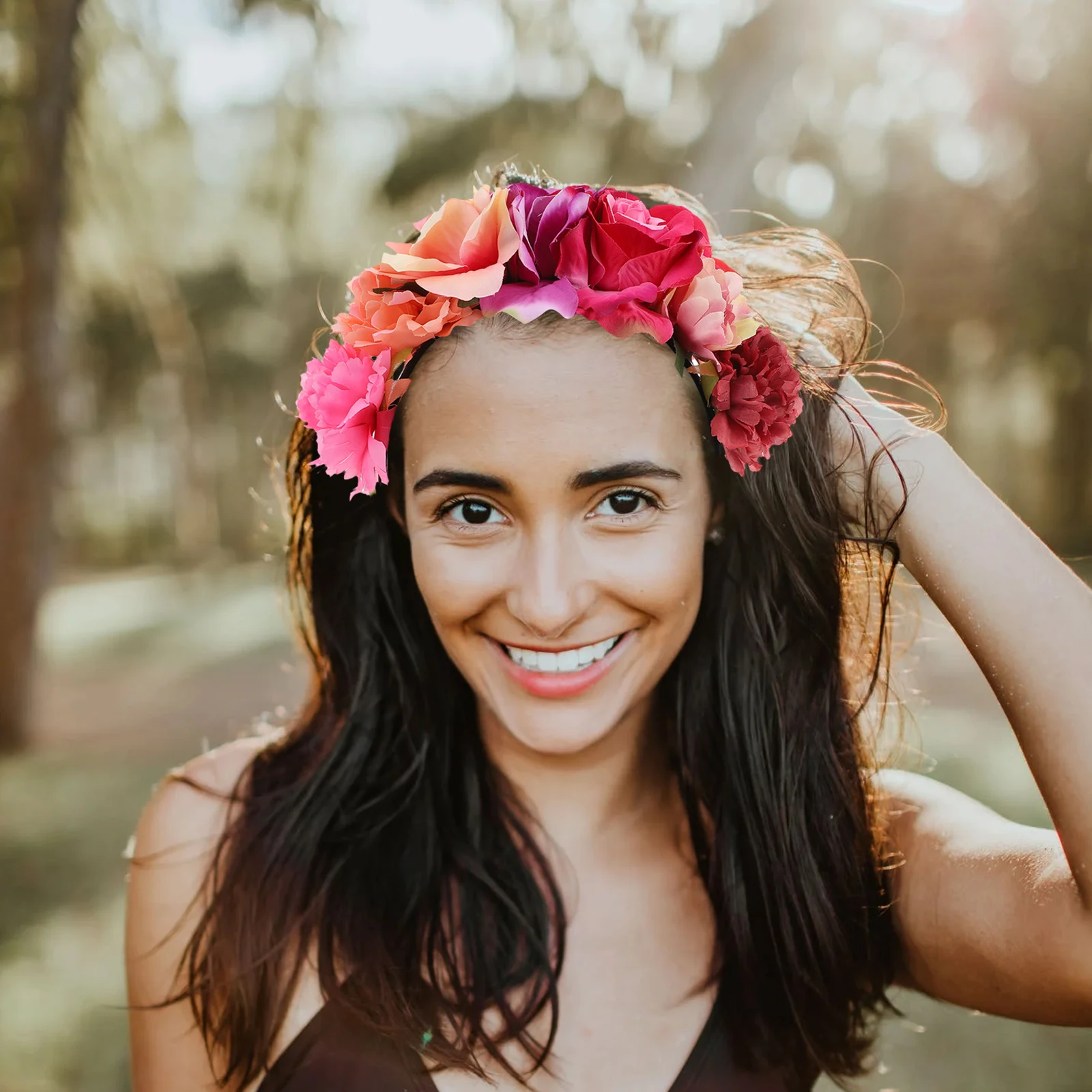 

1Pcs Hawaii Rose Flower Headband Unique Party Decorative Hairband Photo Prop Girls Women Simulation Rose Headband