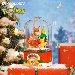 keeppley blocchi di costruzione Pokemon carillon modello Pikachu Eevee ornamento natalizio Kawaii giocattolo per bambini regalo di compleanno