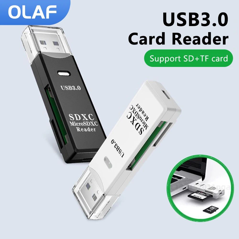 Olaf-lector de tarjetas USB 2 en 1, adaptador de tarjeta de memoria 2 en 1, USB 3,0/2,0 a Sd, Micro Sd, Tf, accesorios para PC y portátil, lector de