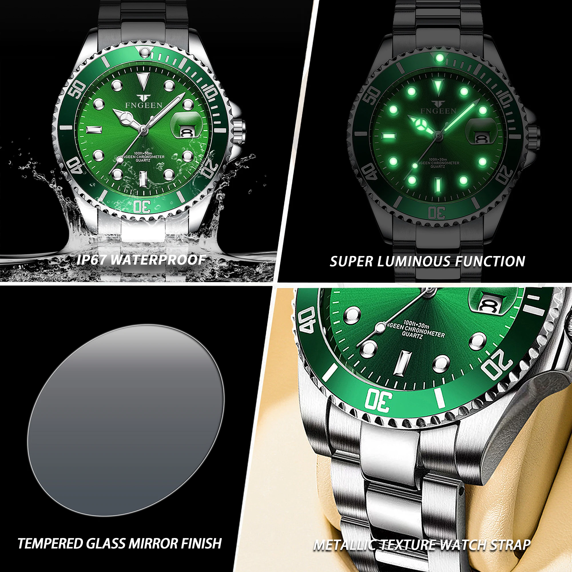 BINBOND Orginal Precise Quartz Wristwatches for Men Luxury Luminous Waterproof Auto Date Men's Watch Stainless Steel Strap Reloj image 6