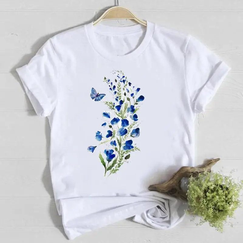 Flower Spring O-neck Tee Top Shirt Lady Clothes Fashion Tshirt Summer Female T Women Short Sleeve Casual Graphic T-shirts - Image 5