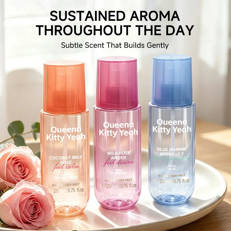 250ml Queena Kitty Yeah Mood‑Focused Home Fragrance Spray Natural Extract Hair Body Mist Long Lasting Scent Room Air Freshener P