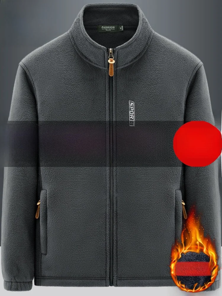 

Paul 2026 Men's Thiened Embroidered Fce Jaet Double-sided erpa Warm Stand Collar Autumn Winter Hatl Open Cardigan