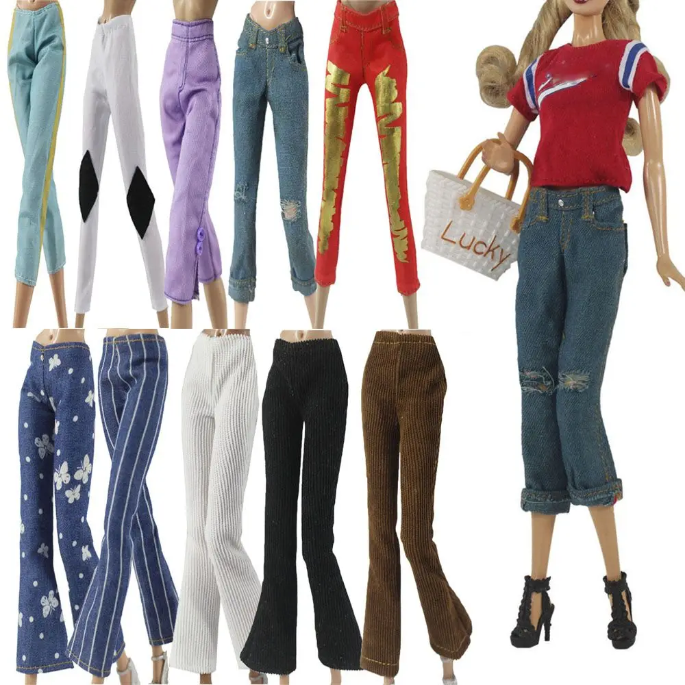 Vêtements décontractés multi-styles pour poupées BJD, vêtements, accessoires, pantalons en cuir, jeans floraux, fjD, 1/6