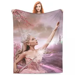 Glinda Ariana Grande Fleece Blanket Singer Actress Wicked Awesome Throw Blankets for Home 200x150cm Plush Thin Quilt