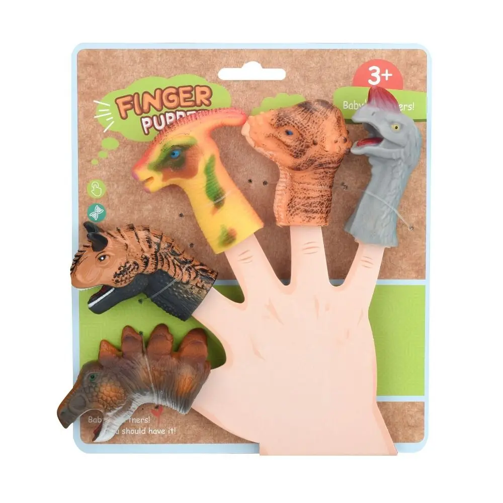 Colorful Mini Animal Hand Puppet Educational Toy Montessori Doll Finger Puppet Toy Set Safety Family Dinosaur Finger Puppet