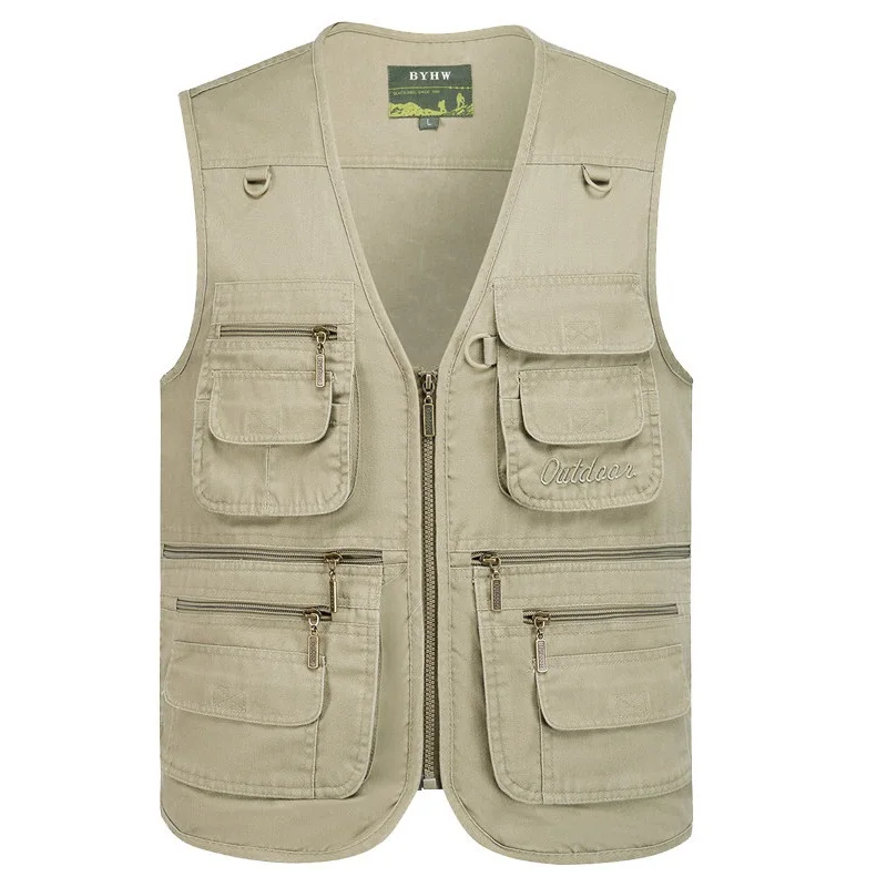 Gilet multi-poches pour hommes, veste sans manches à fermeture éclair, grande taille, voyage, pêche, travail, extérieur, tactique, Plus Large 10XL 9XL, printemps