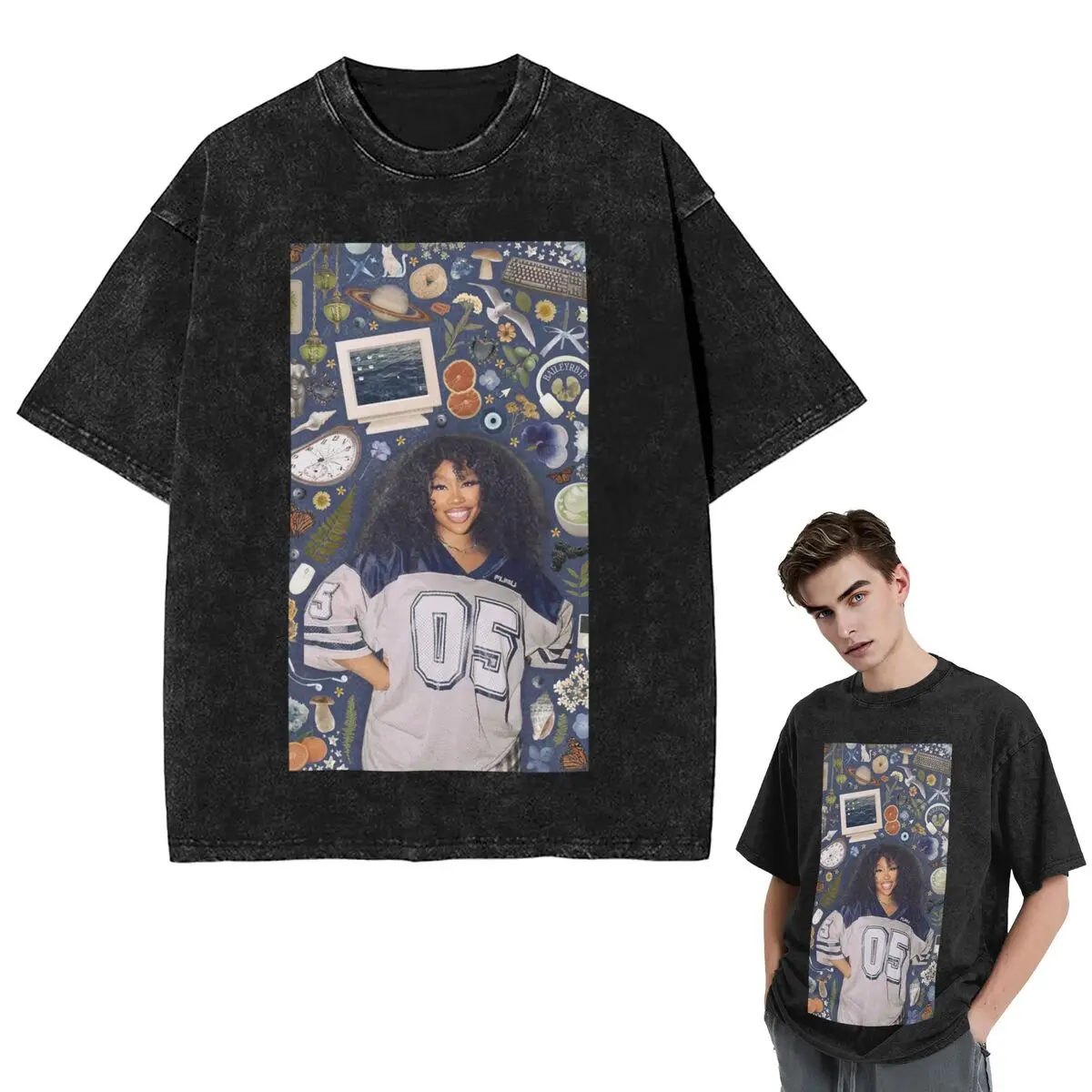 

Streetwear T-Shirts SZA Song Singer Washed T Shirt Short Sleeve Hip Hop T-Shirt Tops Tees for Men Women