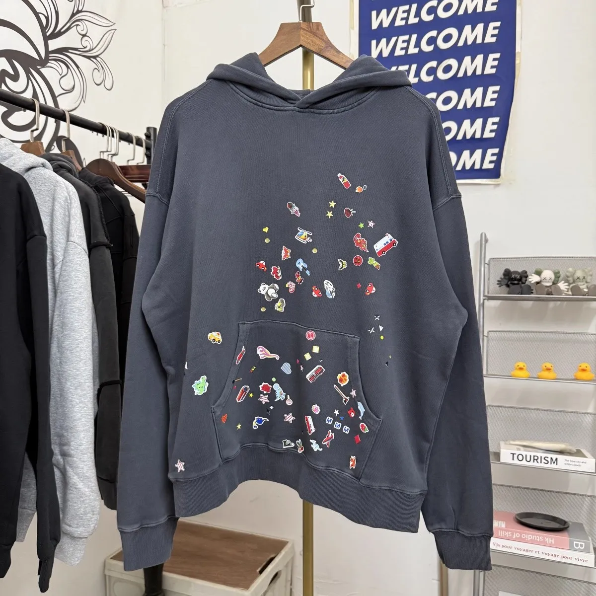 

Мультяшная забавная наклейка с принтом, толстовка с капюшоном для мужчин и женщин