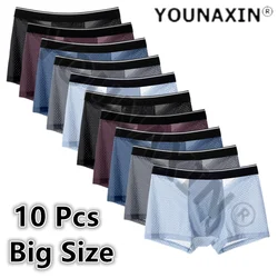 10 Pieces Big Size Men Underwear Ice Silk Breathable Boxer Shorts Underpants Undies Panties Sexy Knickers L XL 2XL 3XL 4XL 5XL