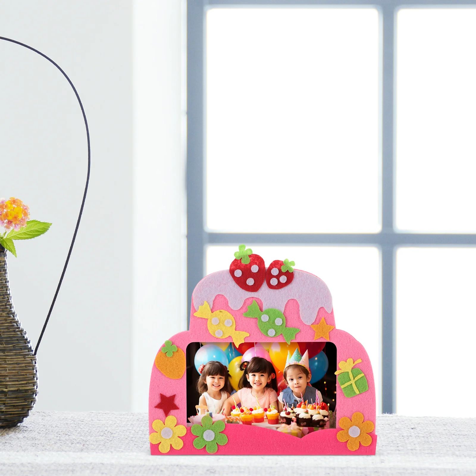 

1 Set Diy Felt Craft Photo Frame Material For Kids Cartoon Picture Frame Decorative Craft Projects Desktop Ornament Household