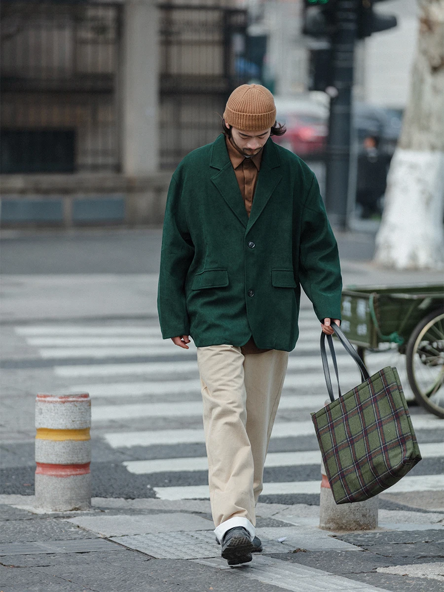 

Мужской пиджак Noears весна-осень, свободный крой, винтажный, повседневный, с длинными рукавами, круглым вырезом, стандартной длины, на двух пуговицах