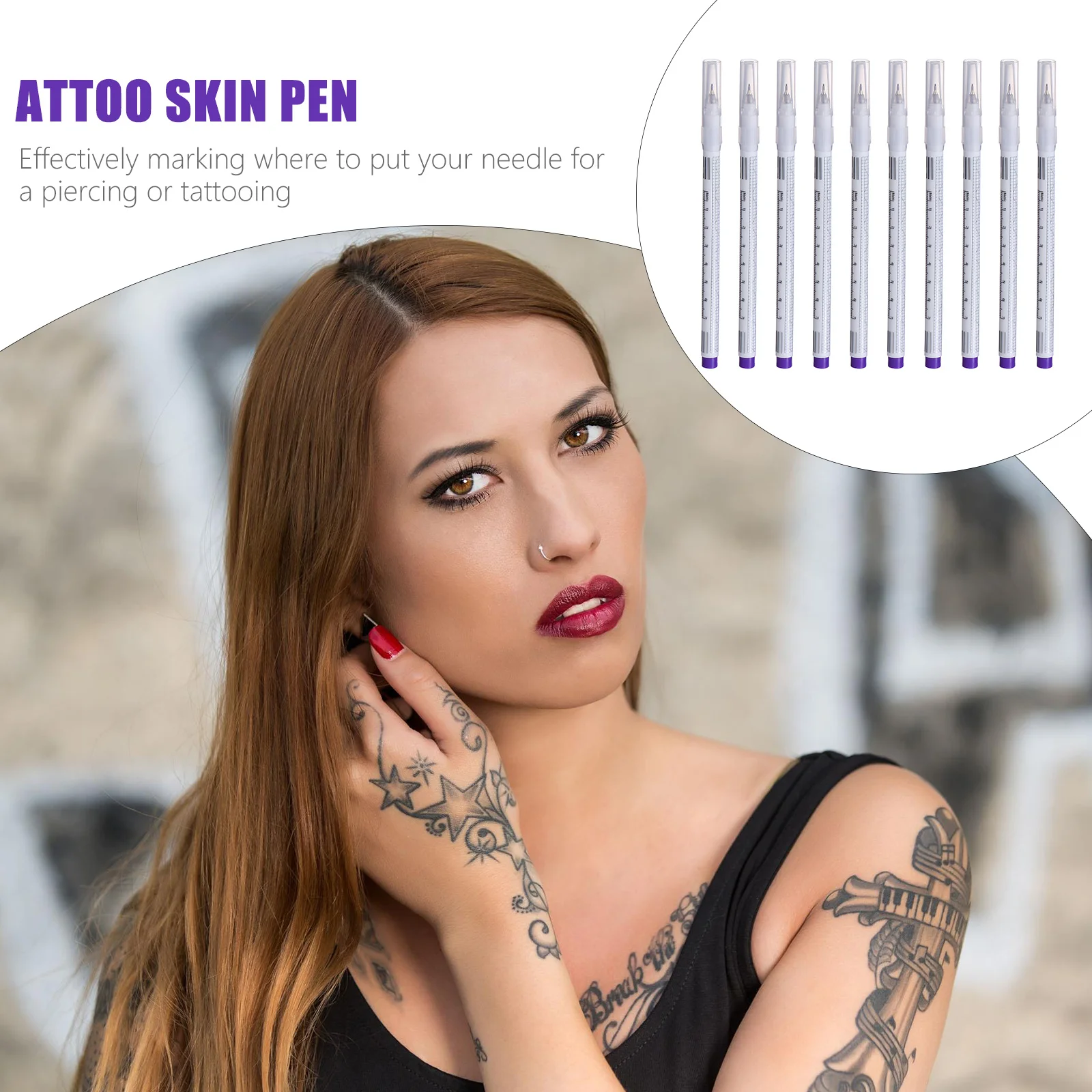 

20Pcs Skin Marker Pen Tattoo Marker Single Head Precise Positioning Marking Pen Medical Grade Ink for Piercing Eyebrow Tattooing