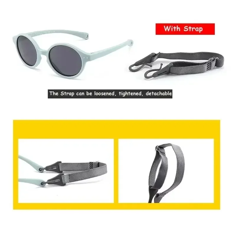 Lunettes de soleil polarisées pour bébé avec sangle, Protection UV400, lunettes de soleil pour nourrissons et tout-petits de 0 à 24 mois