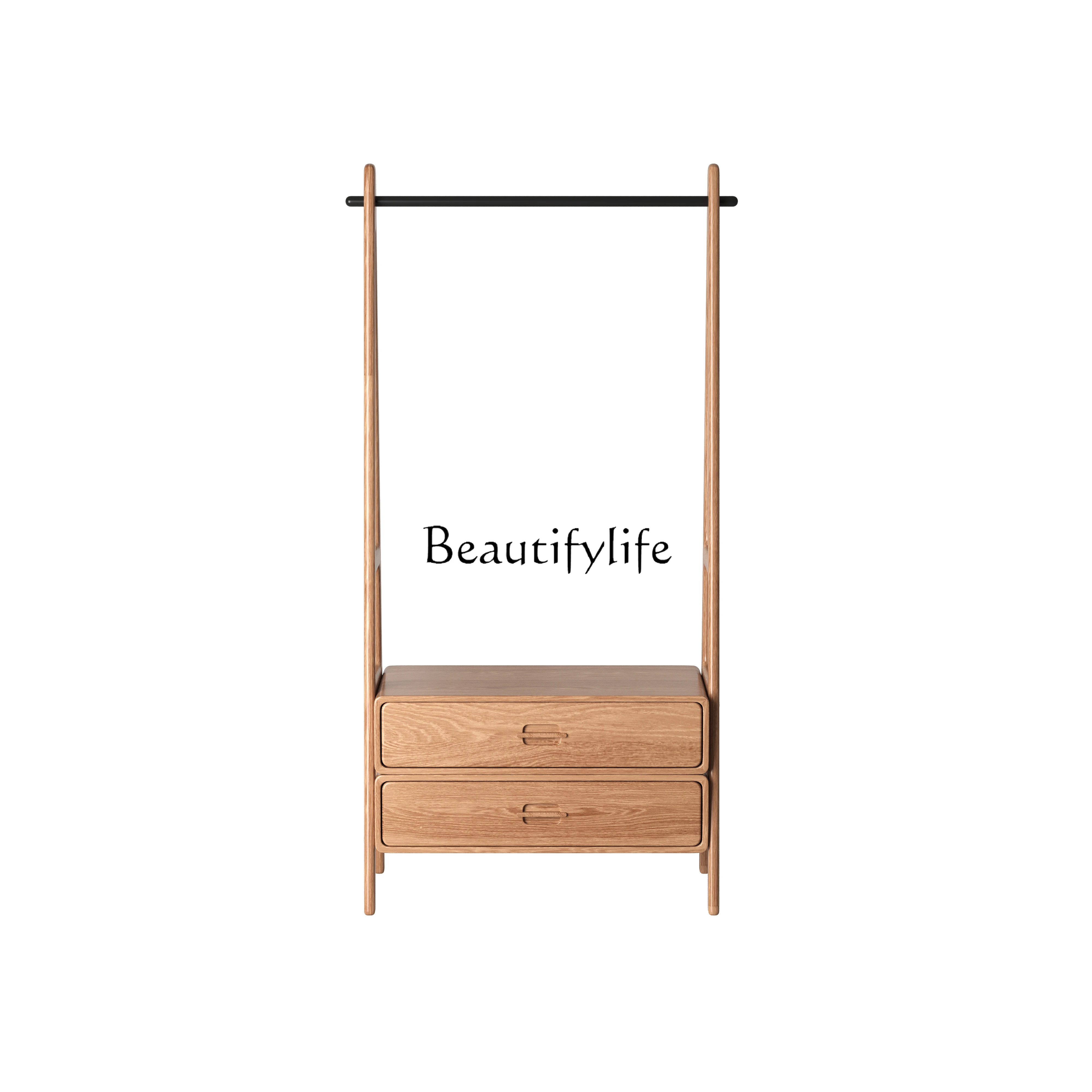 

Solid wood simple coat rack with drawer storage multi-functional storage rack
