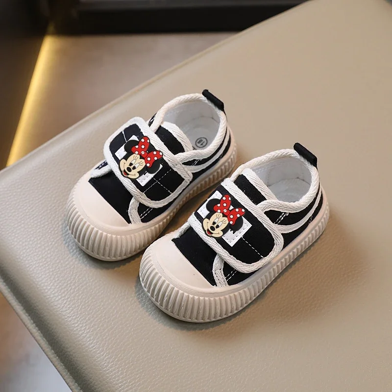 

Disney 2025 Spring Autumn Children's Canvas Shoes Minnie Mouse Boys Casual Shoes Shell Head Girls Soft Sole Baby Shoes