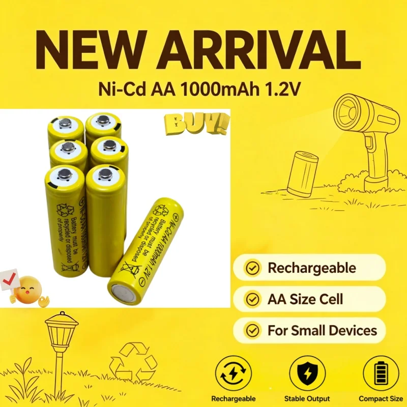 1.2V AA 1000mAh Ni‑Cd Rechargeable Battery, Premium Lpega Battery Suitable For Watches Electronic Toys