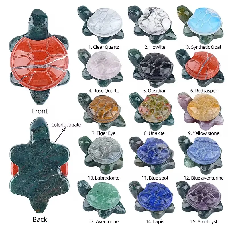 Natürlicher Kristall Halbedelstein Rauer Zweifarbiger Kleiner Schildkröten-Anhänger 22x34mm DIY Halskette Dekorative Accessoires Handgefertigt