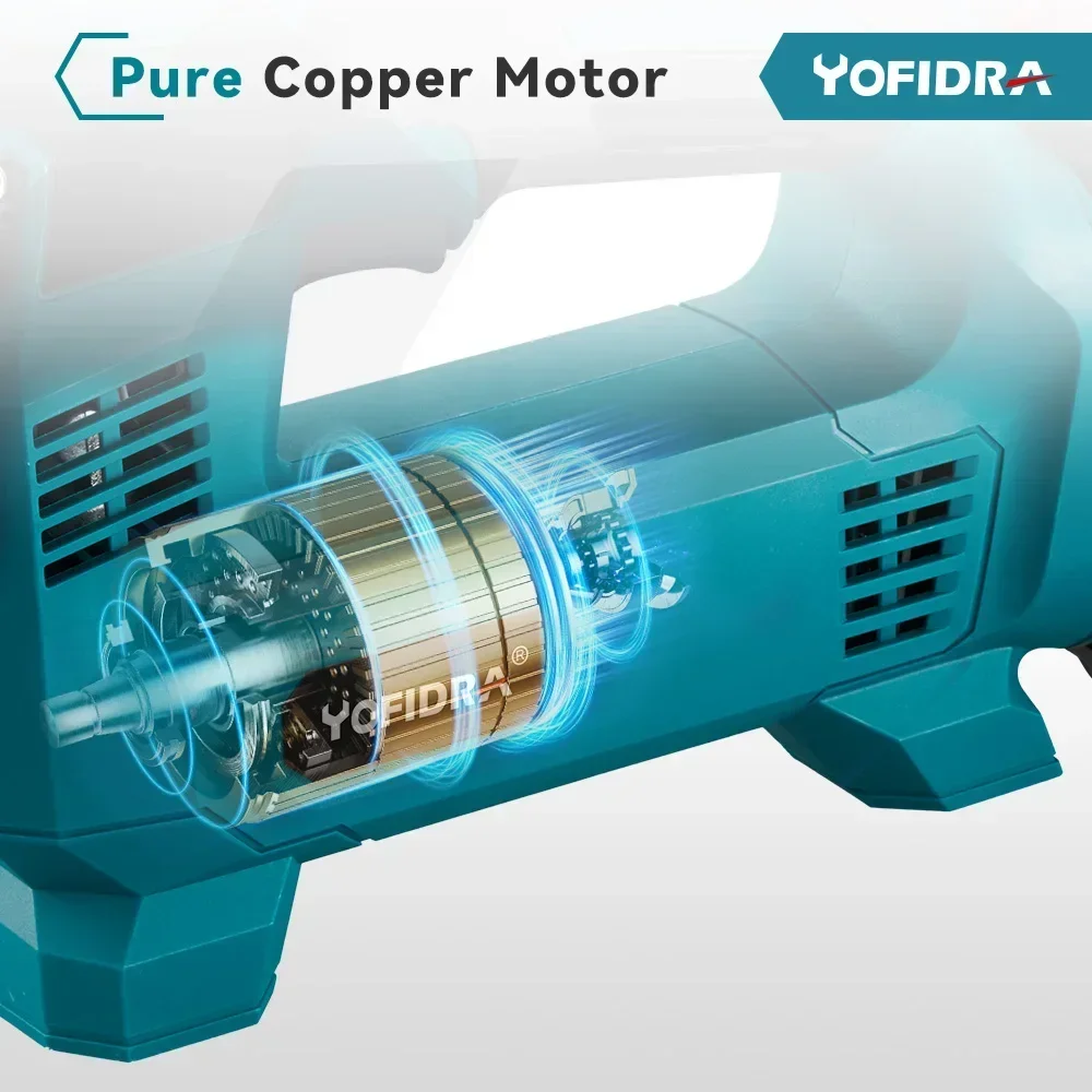 Yofidra Electric Air Pump LED Display Cordless Rechargable Car Tire Electric Inflator Power Tool For Makita 18V Battery