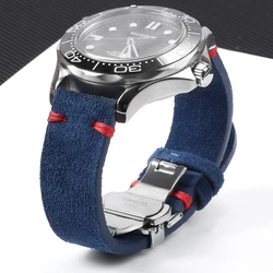 Correa de piel de ante de alta calidad, banda de 18mm, 20mm y 22mm para reloj Seiko, pulsera con hebilla de mariposa, accesorios de pulsera Vintage