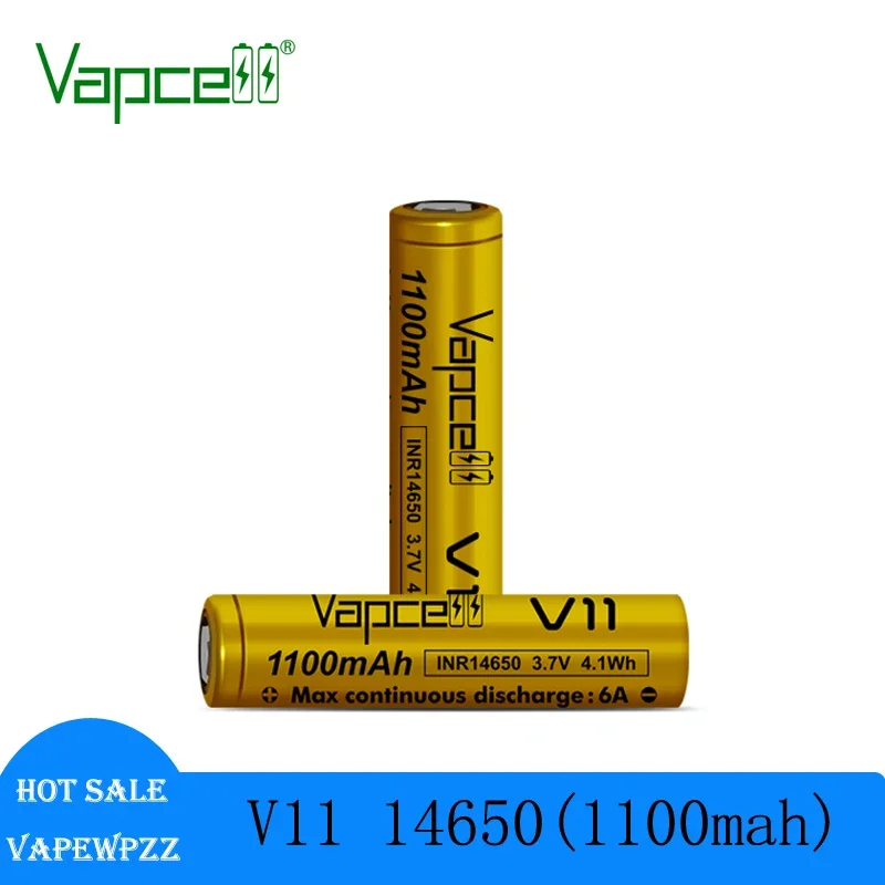 1-10 قطعة بطارية Vapcell V11 14650 الأصلية سعة 1100 مللي أمبير في الساعة 6A 3.7 فولت بطارية ليثيوم مسطحة بطارية ليثيوم قابلة للشحن خلية ليثيوم أيون