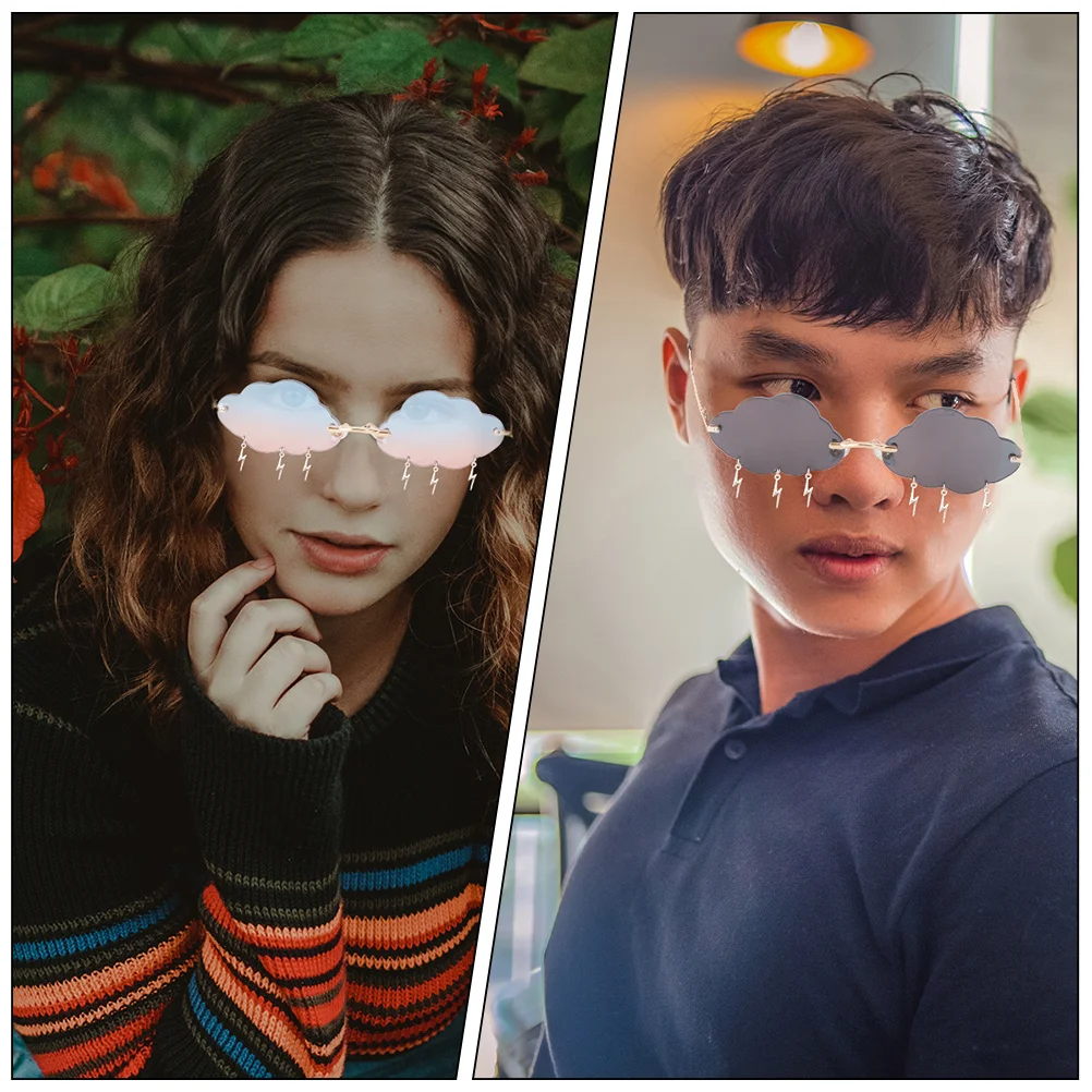 زوجان من نظارات الشمس على شكل سحابة خفيفة الوزن بدون إطار لحفلات الشاطئ والعطلات والصور النظارات الشمسية العصرية للنساء #3