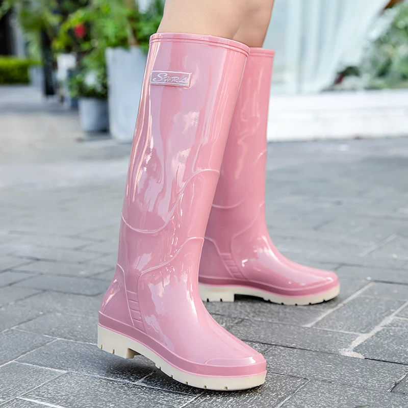Fashionable Waterproof Anti-Slip High-Tube Rain Boots for Women Kitchen Gourmet Slippers Comfortable Breathable Mesh Inner