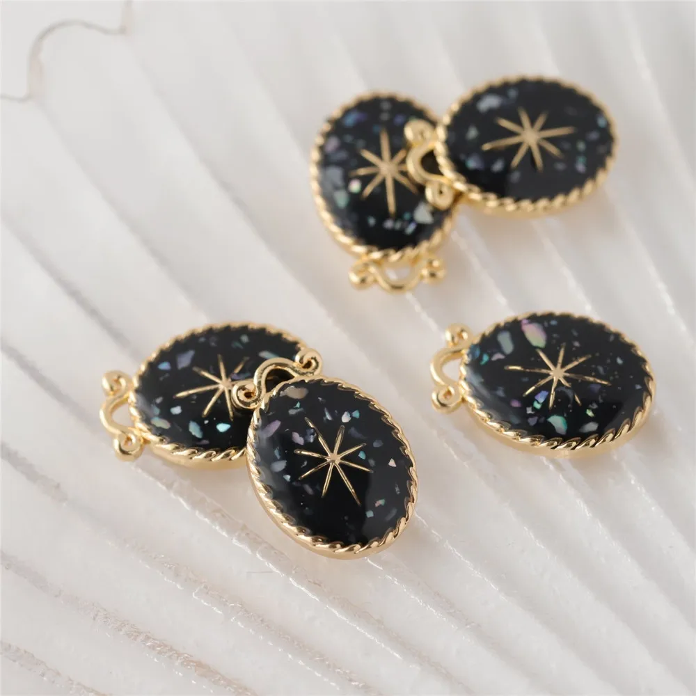 

Copper-plated Real Gold Oval Mysterious Black Starry Pendant DIY Necklace Bracelet Handmade Charm Accessories S209