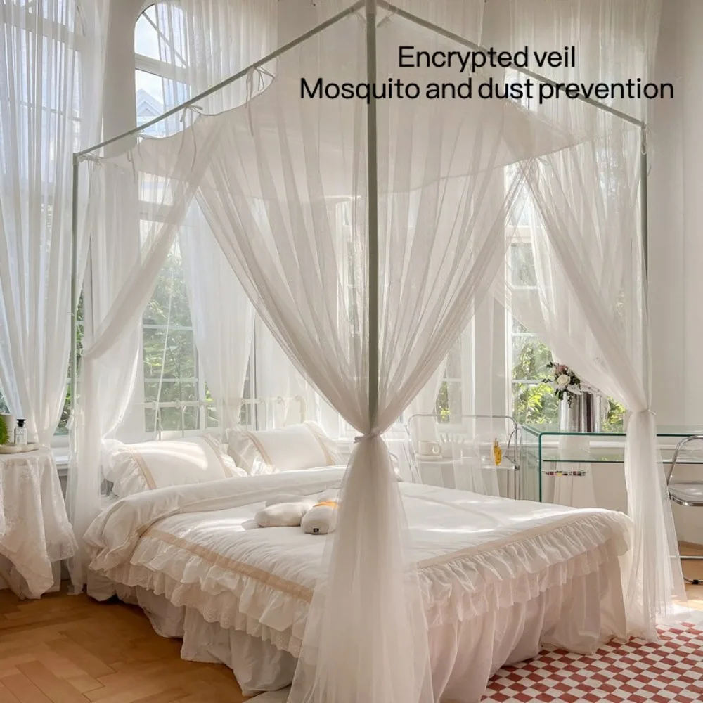 

Summer French Dustproof Bed Curtain Three Door Floor Standing Palace Mosquito Net Bedroom Curtain Bed Decoration Anti Mosquito
