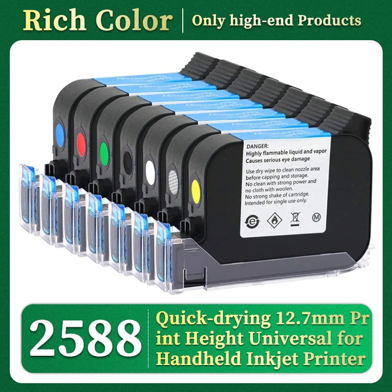 azul verde cartucho de tinta de impressora de secagem rapida 127 mm altura de impressao universal para impressora jato de tinta portatil 2588 42ml preto vermelho 01