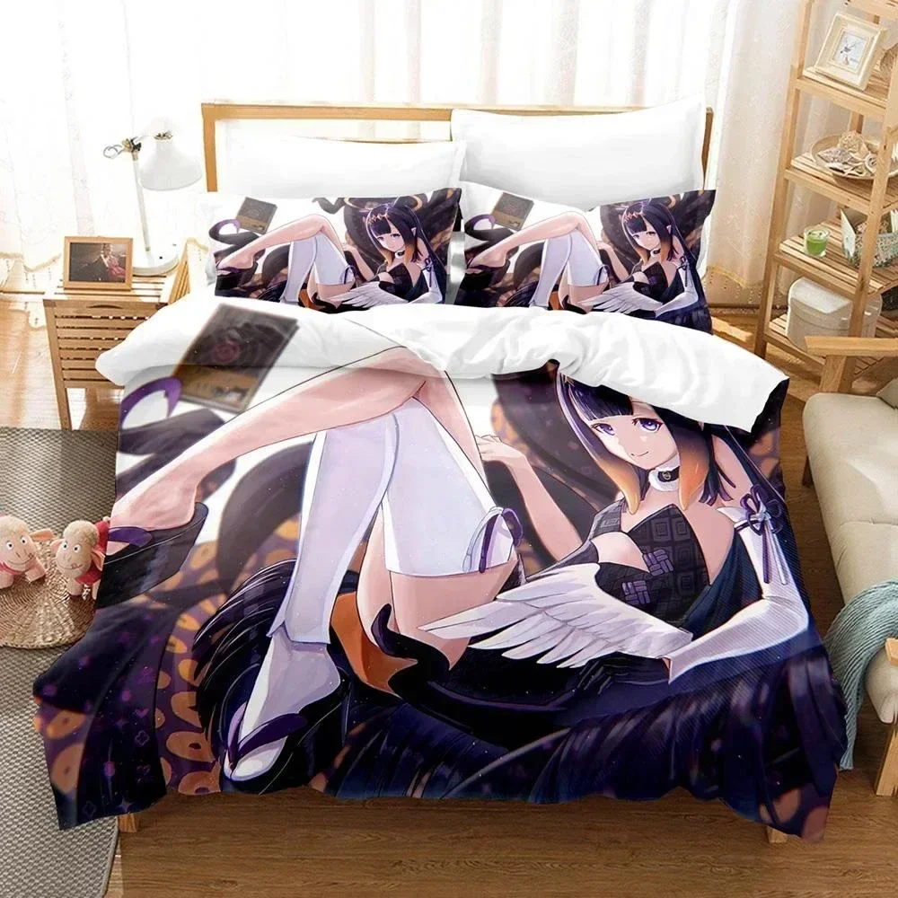 

3D Ninomae Inanis holoEN Bedding Set Duvet Cover Sheet Printed Bed Set Pillowcase Bed Full Queen King Size Comforter Bedroom