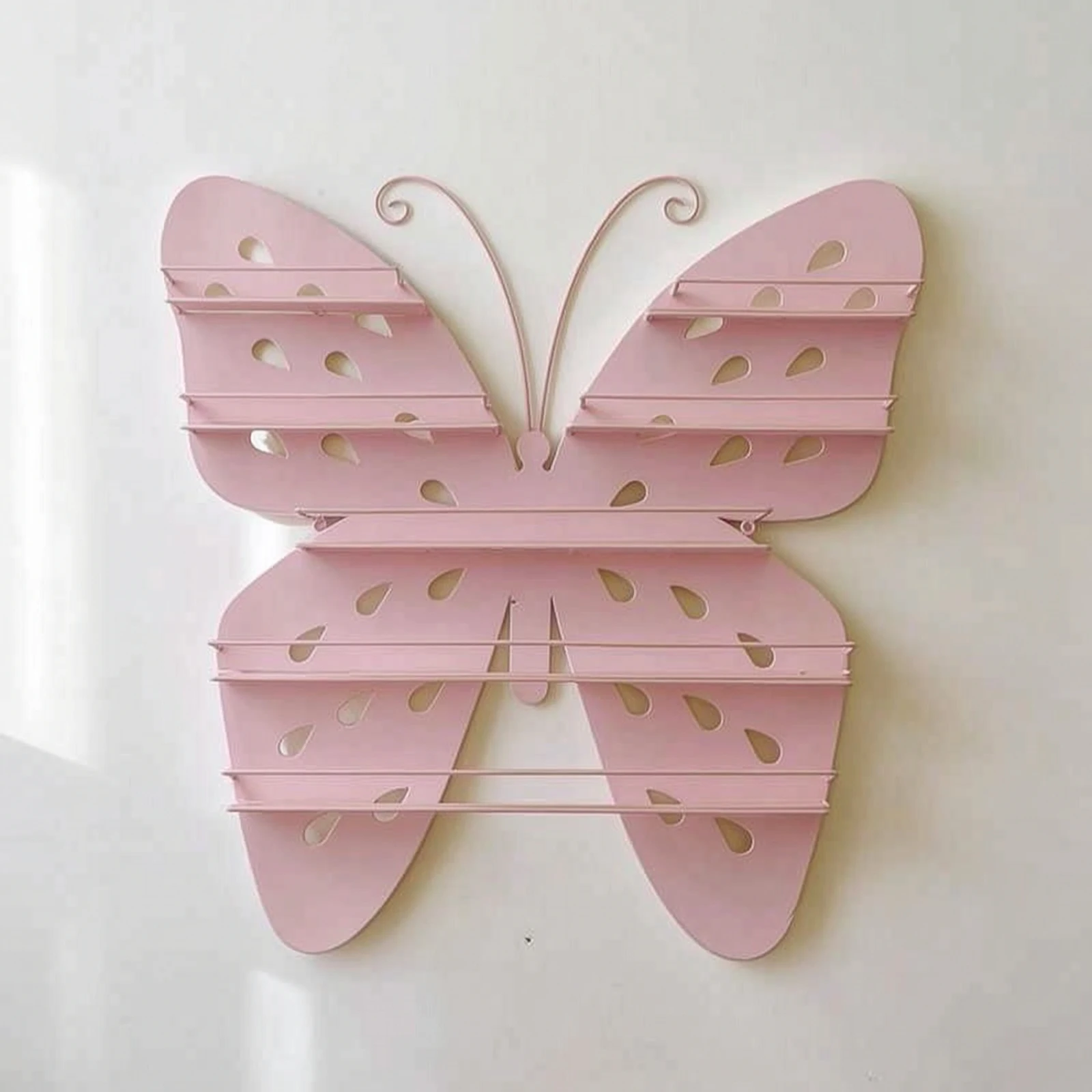 Butterfly Wall Shelf Space-Saving Butterfly Storage Rack Display Shelf with Metal Frame Cute Easy to Install for Bedroom, Vanity view 4