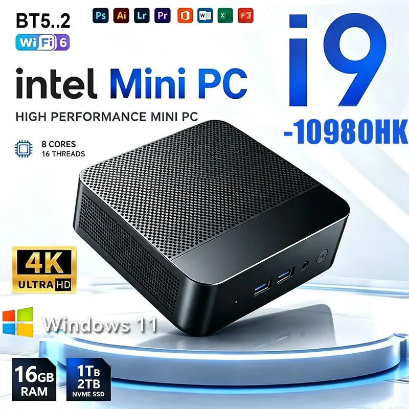 Mini PC Computer Inte i9 10980HK 8GB 16GB RAM 1TB 2TB M.2 SSD Windows 11 Gaming Computer PC WiFi6 BT5.2 Portable Mini Desktop PC