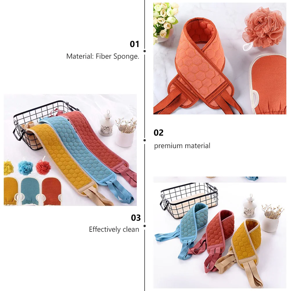 

3 Pcs Bath Towel Set Sponges Three Piece Suit Bathing Supplies Back-pulling Portable Towels Long Shower
