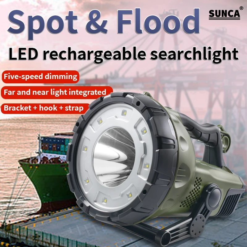 New high-power LED charging searchlight focus floodlight floodlight rechargeable outdoor night angler holding searchlight