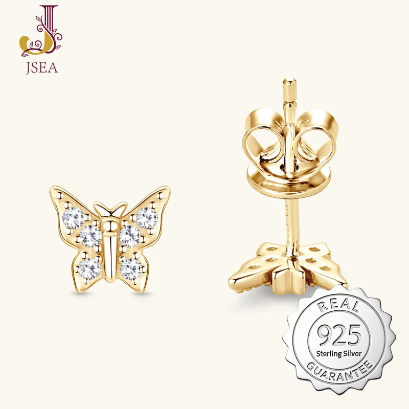 

Trendy 925 Sterling Silver Prevent Allergy Level D Shiny Moissanite Butterfly Stud Earrings High Fashion Jewelry Girls