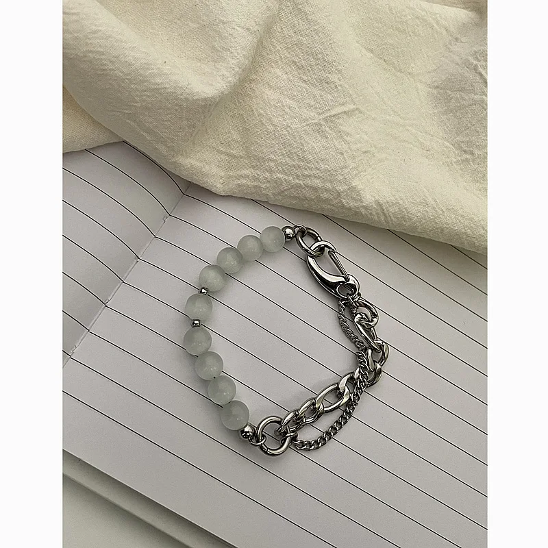 

10 Pieces Stainless Steel Cat Eye Stone Design Splicing Bracelet Necklace Fashion Jewelry Light Luxury Valentine's Day Gift Set