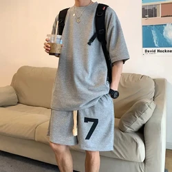 Casual Fashion Suit For Men (Shirt + shorts) Summer Men classic Solid Color Shirt + shorts Pant Set Men's Business 2 Piece Set