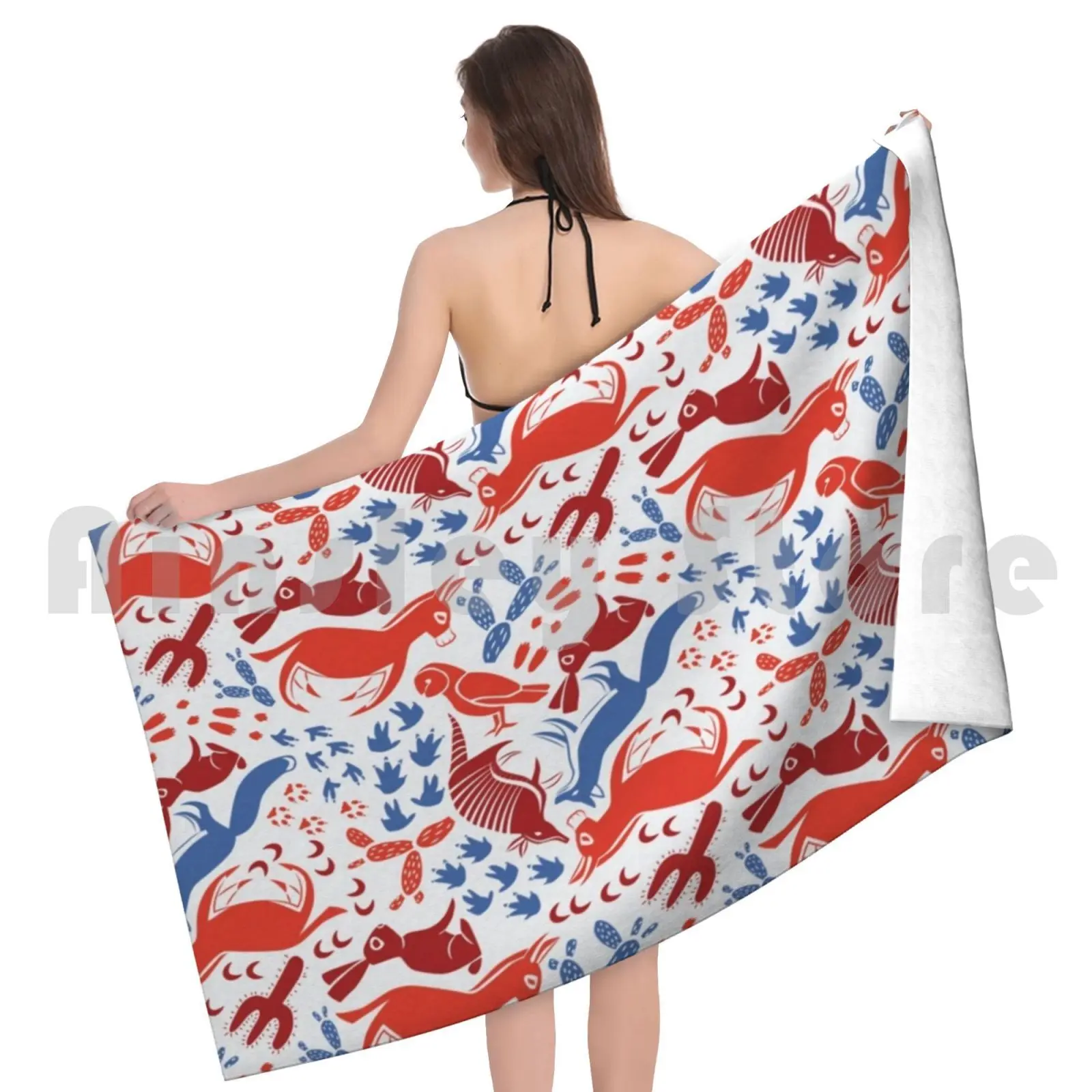 حيوانات الصحراء منشفة استحمام وسادة الشاطئ حيوانات الصحراء الثعلب البومة الأرنب أرنب حمار البغل أرماديلو الصبار الصبار