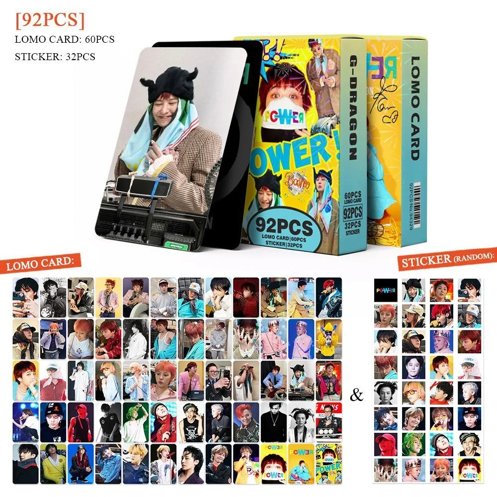 Kpop 92Pcs/set Bigbang G-DRAGON LOMO Cards Mini Stickers Album POWER Fashion Double-sided Quality Photocard Fans Collections