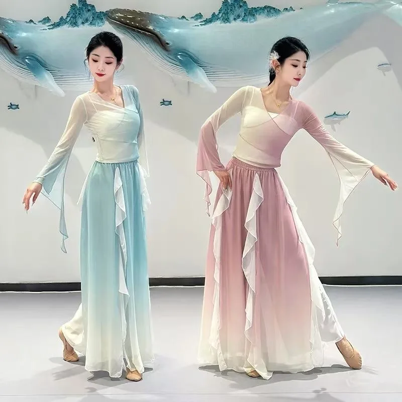 Classical dance costume for women, loose and elegant, with a gauze dress, Chinese style stage costume, repertoire performance co