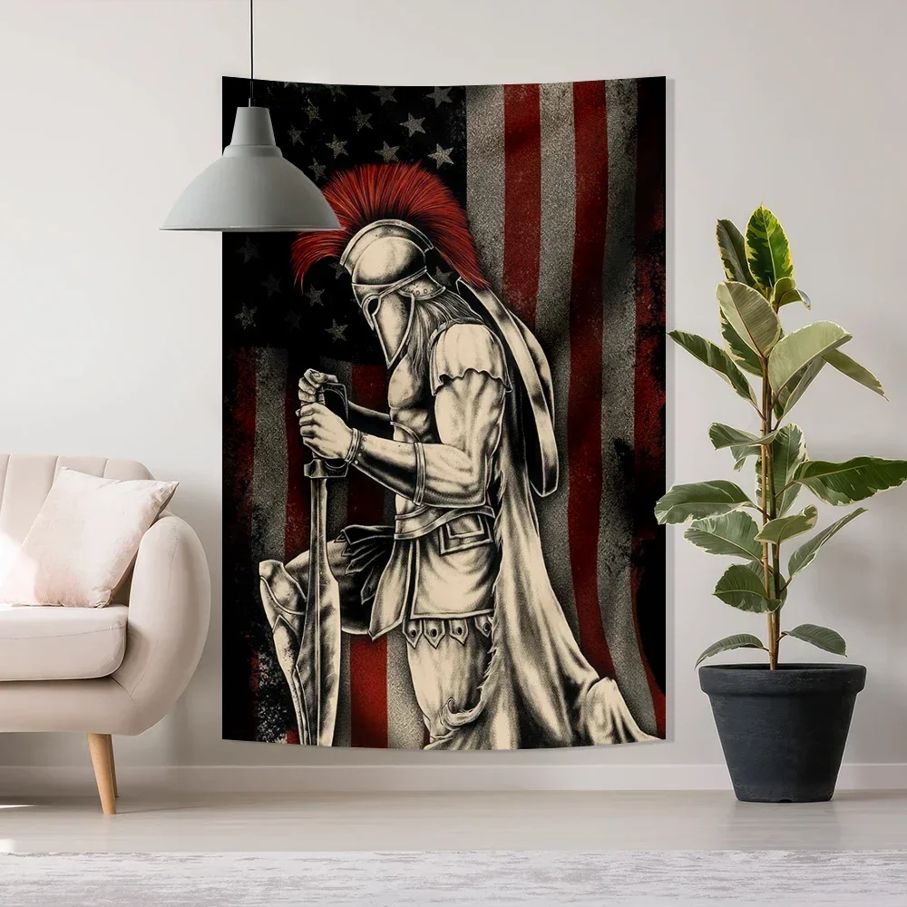 Spain Knights Templar Tapestry Poster Wall Art Deco Vintage Logo Polyester Material Home Bedroom